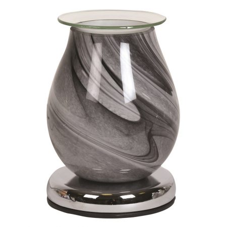 Oval Electric Wax Melt Burner - ‘Grey Swirl' - Two FREE premium wax melts included.